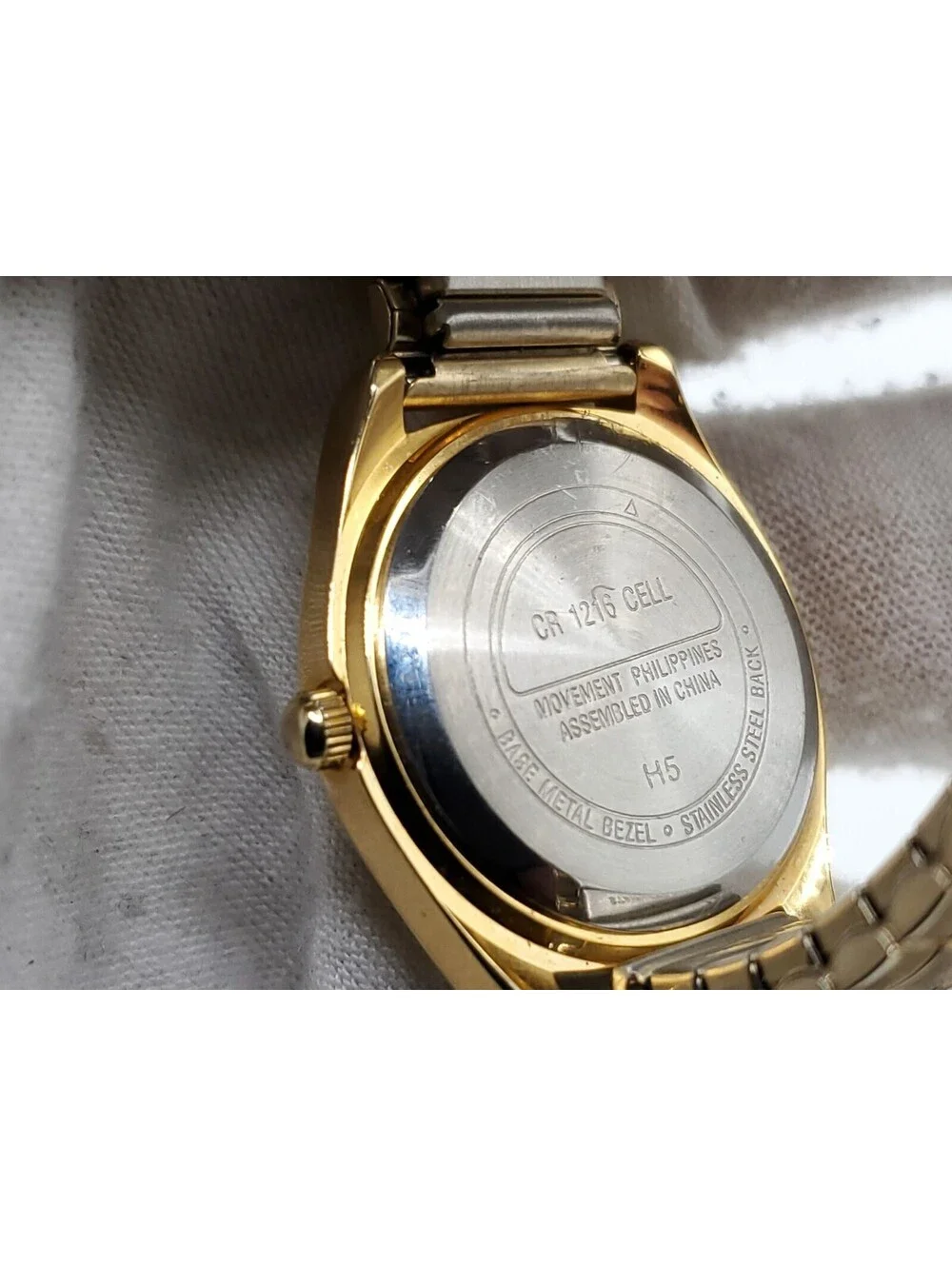 Acqua By Timex Gld Tone Expandable Band White Date Dial Women Watch New Battery